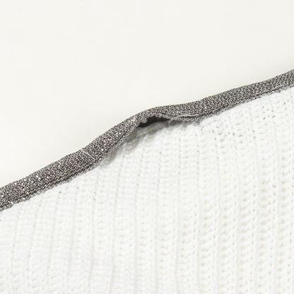 ビーズ ロング カーディガン コットン ホワイト シルバー ブルネロクチネリ トップス BRUNELLO CUCINELLI