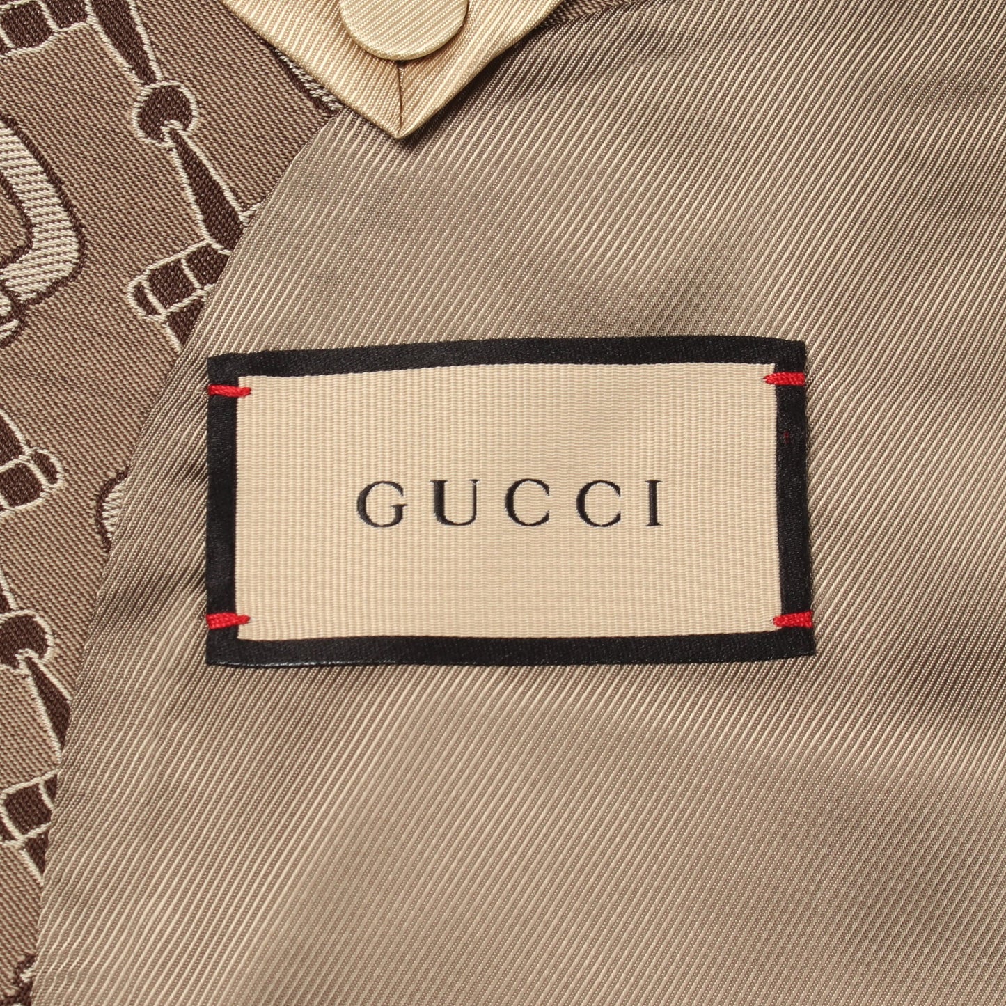 ホースビット ダブルブレスト テーラードジャケット コットン ウール ベージュ ブラウン グッチ アウター GUCCI
