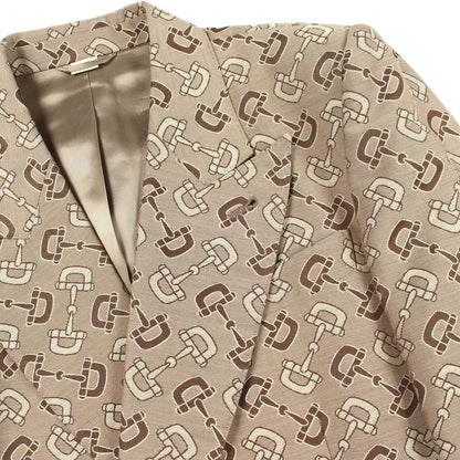 ホースビット ダブルブレスト テーラードジャケット コットン ウール ベージュ ブラウン グッチ アウター GUCCI
