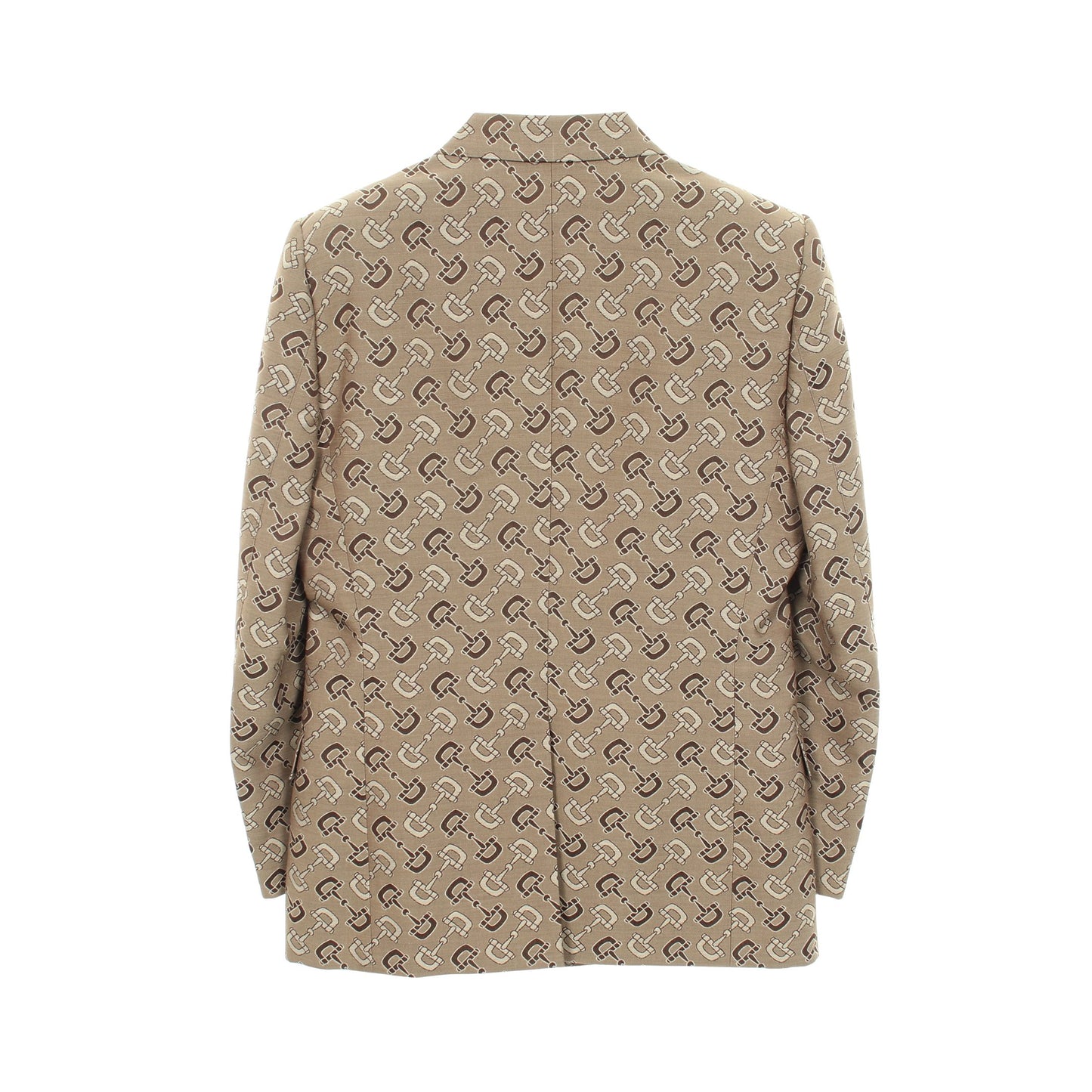 ホースビット ダブルブレスト テーラードジャケット コットン ウール ベージュ ブラウン グッチ アウター GUCCI