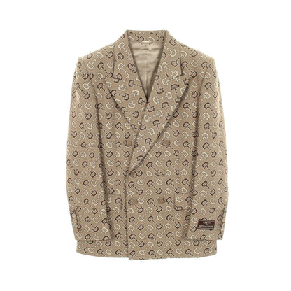 ホースビット ダブルブレスト テーラードジャケット コットン ウール ベージュ ブラウン グッチ アウター GUCCI