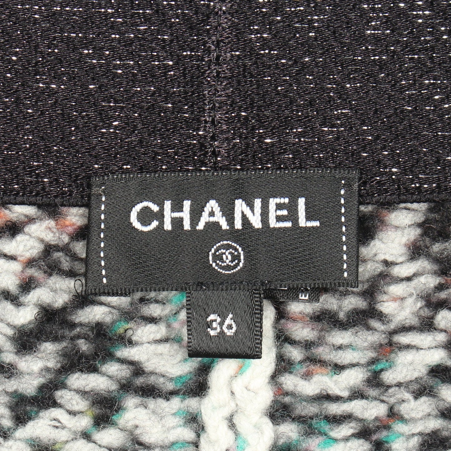ビジューボタン チェック センタースリット ニット スカート カシミヤ ウール シルク マルチカラー シャネル ボトムス CHANEL