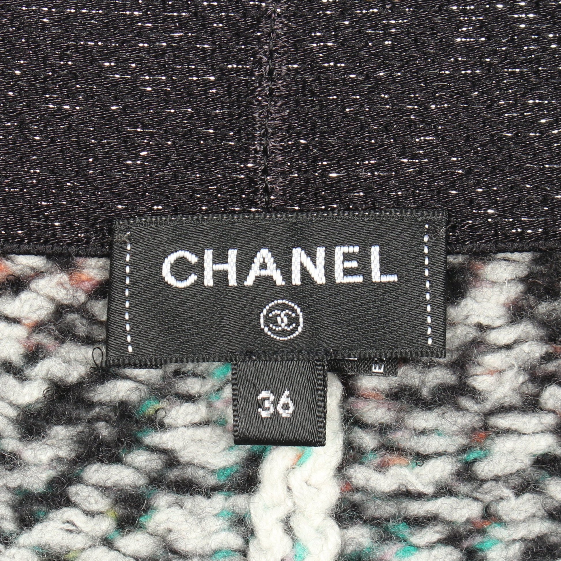 ビジューボタン チェック センタースリット ニット スカート カシミヤ ウール シルク マルチカラー シャネル ボトムス CHANEL