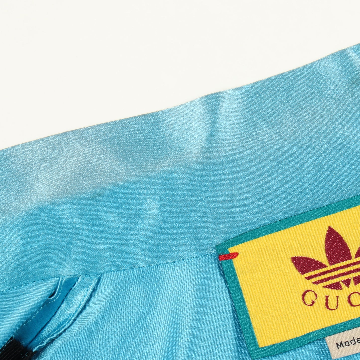 GUCCI × adidas フリル ボウタイ ブラウス シルク ブルー ブラック グッチ トップス GUCCI