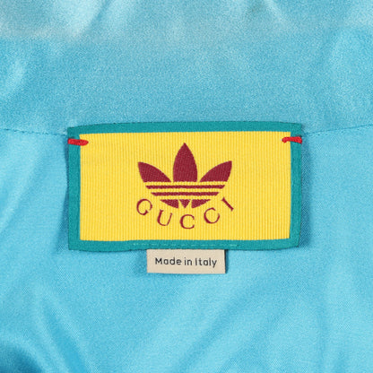 GUCCI × adidas フリル ボウタイ ブラウス シルク ブルー ブラック グッチ トップス GUCCI