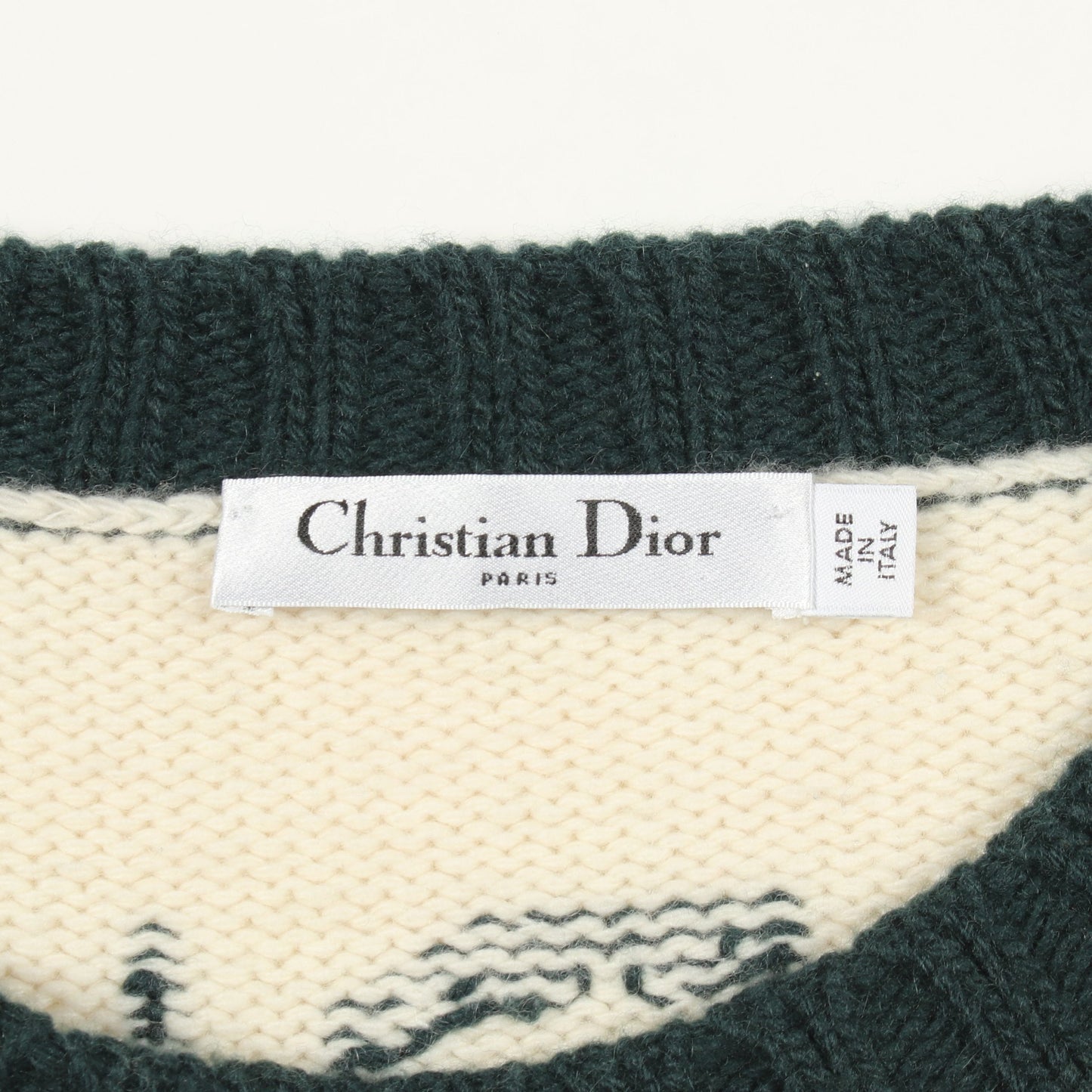 J'ADIOR8 NON NON NON ET NON! ニット ウール カシミヤ アイボリー グリーン クリスチャンディオール トップス Christian Dior
