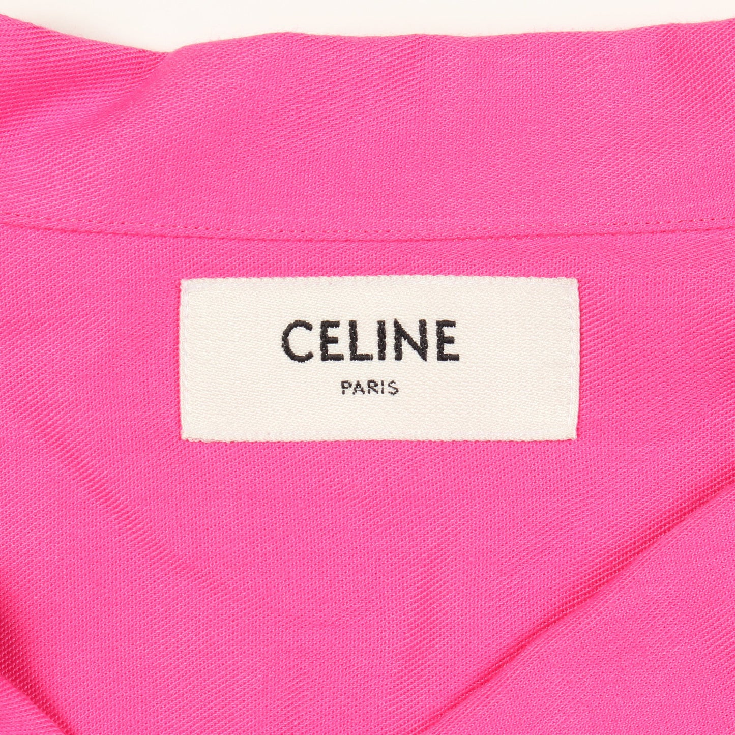 ロゴ刺繍 半袖ボーリングシャツ シャツ レーヨン ピンク ブラック セリーヌ トップス CELINE