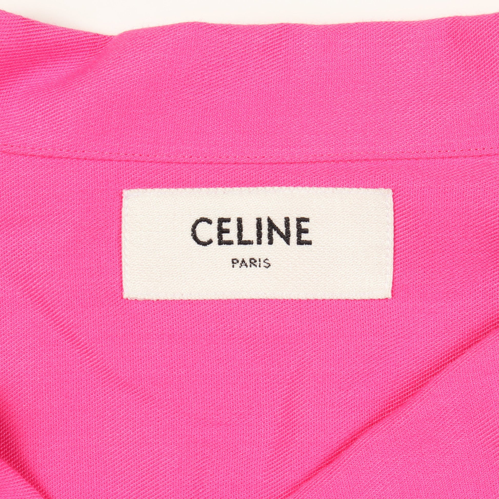 ロゴ刺繍 半袖ボーリングシャツ シャツ レーヨン ピンク ブラック セリーヌ トップス CELINE