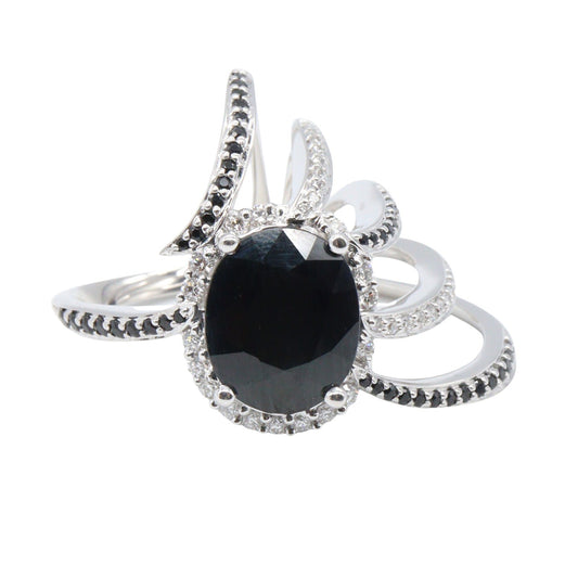 ダイヤ サファイア リング リング 指輪 サファイア ダイヤモンド K18WG ホワイトゴールド ブラック クリア カラッチ アクセサリー KARATI