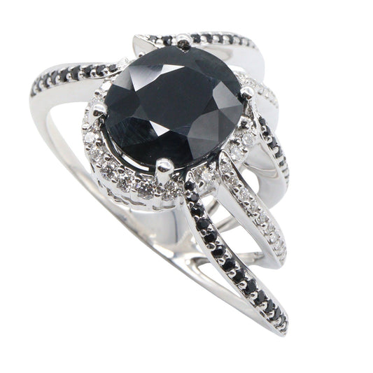 ダイヤ サファイア リング リング 指輪 サファイア ダイヤモンド K18WG ホワイトゴールド ブラック クリア カラッチ アクセサリー KARATI