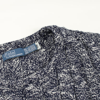 ロゴ刺繍 クルーネック ケーブル ニット コットン ネイビー ポロラルフローレン トップス Polo Ralph Lauren