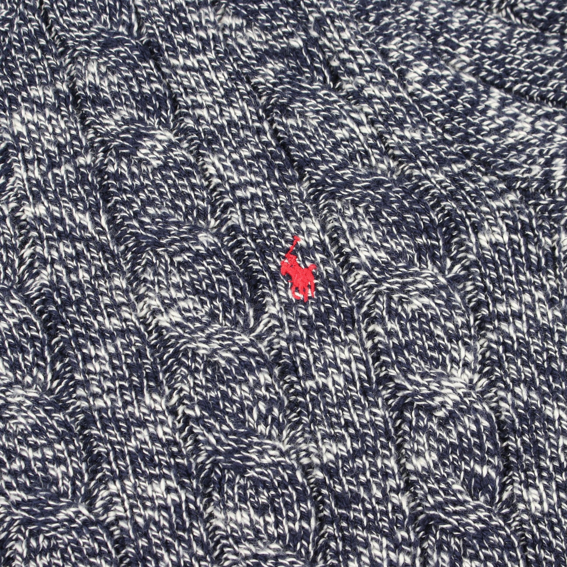 ロゴ刺繍 クルーネック ケーブル ニット コットン ネイビー ポロラルフローレン トップス Polo Ralph Lauren