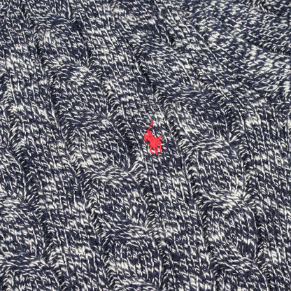 ロゴ刺繍 クルーネック ケーブル ニット コットン ネイビー ポロラルフローレン トップス Polo Ralph Lauren