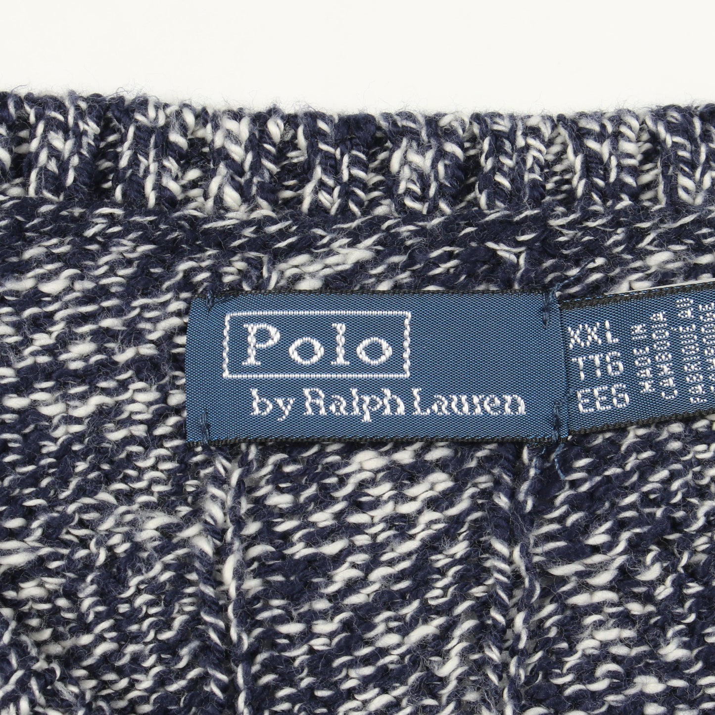 ロゴ刺繍 クルーネック ケーブル ニット コットン ネイビー ポロラルフローレン トップス Polo Ralph Lauren