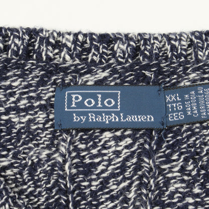ロゴ刺繍 クルーネック ケーブル ニット コットン ネイビー ポロラルフローレン トップス Polo Ralph Lauren