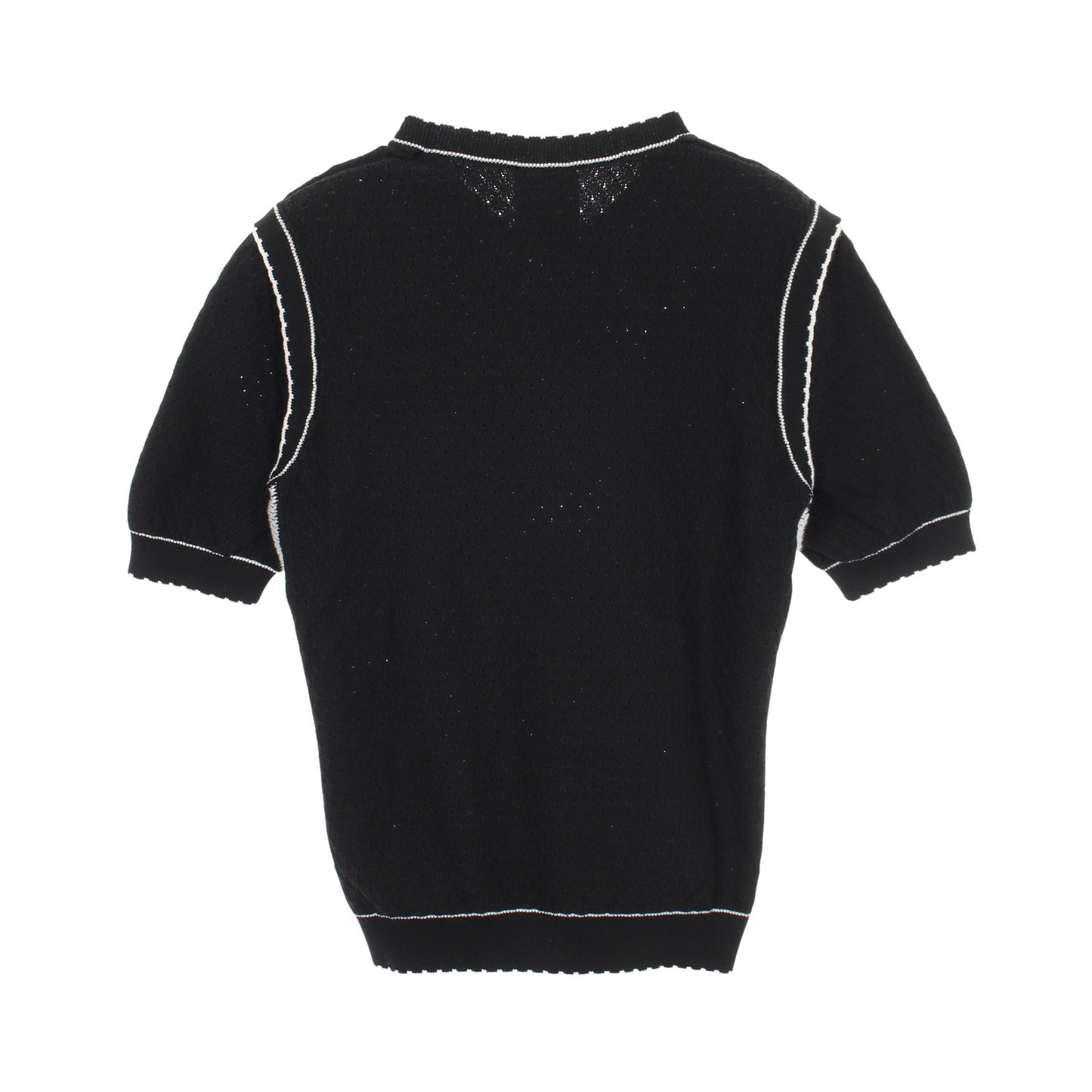 ロゴ スパンコール クルーネック ニット コットン ブラック シャネル トップス CHANEL