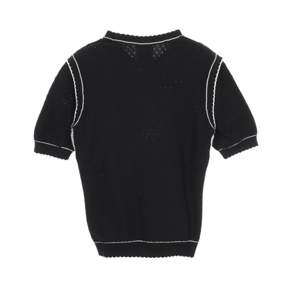 ロゴ スパンコール クルーネック ニット コットン ブラック シャネル トップス CHANEL