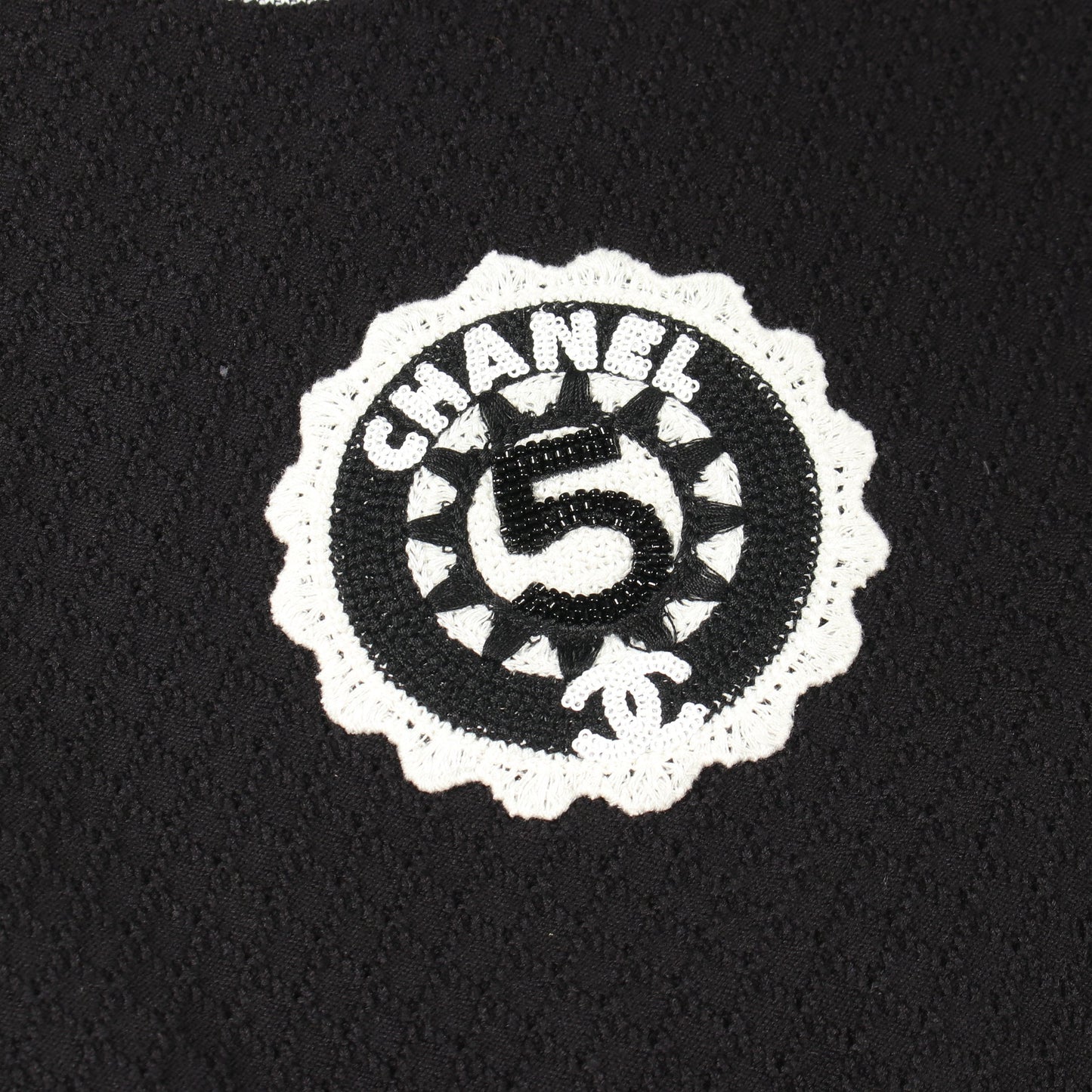 ロゴ スパンコール クルーネック ニット コットン ブラック シャネル トップス CHANEL