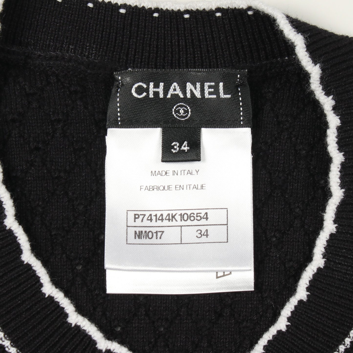ロゴ スパンコール クルーネック ニット コットン ブラック シャネル トップス CHANEL
