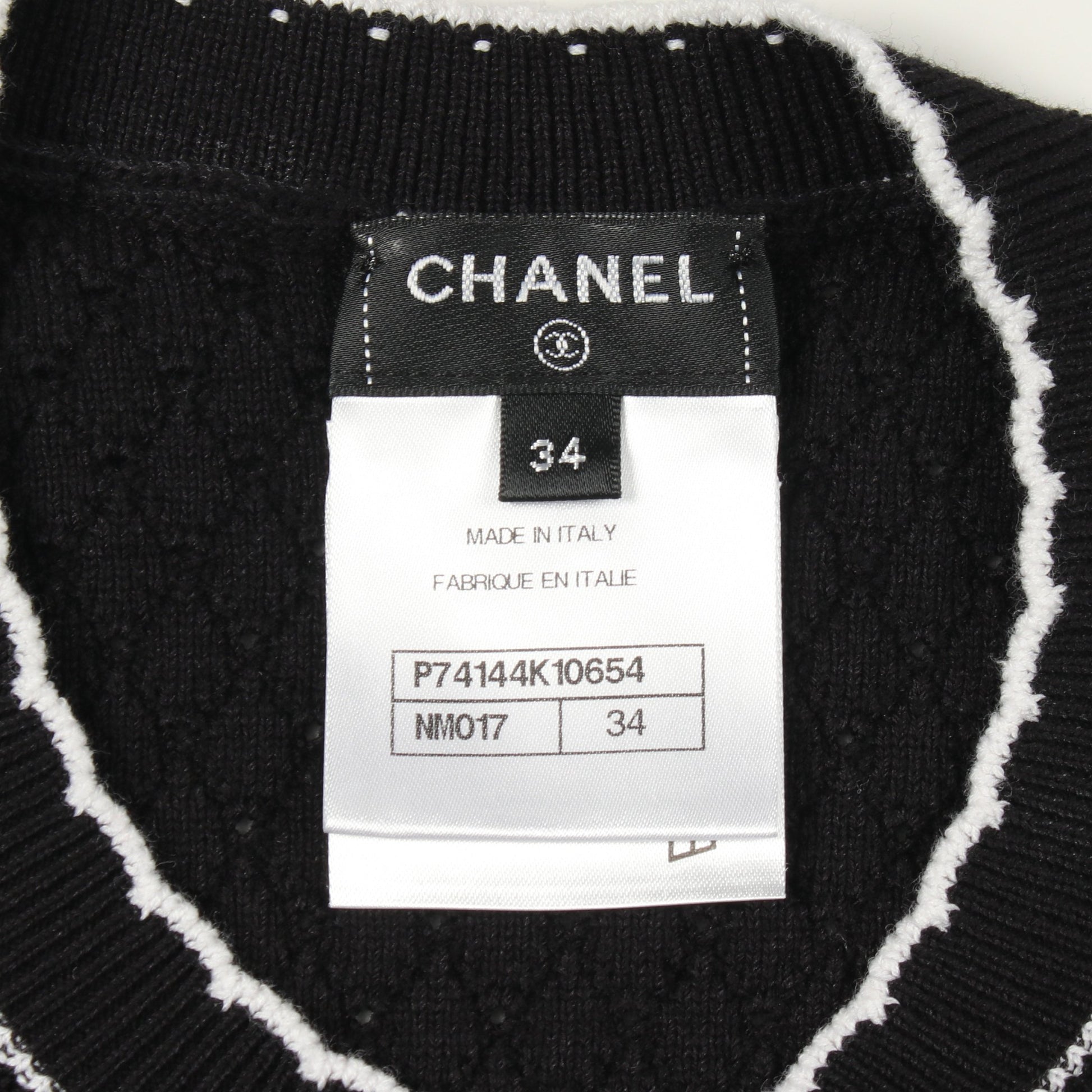ロゴ スパンコール クルーネック ニット コットン ブラック シャネル トップス CHANEL