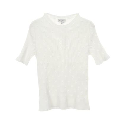 ココマーク リブ ニット コットン ホワイト シャネル トップス CHANEL