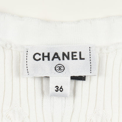 ココマーク リブ ニット コットン ホワイト シャネル トップス CHANEL