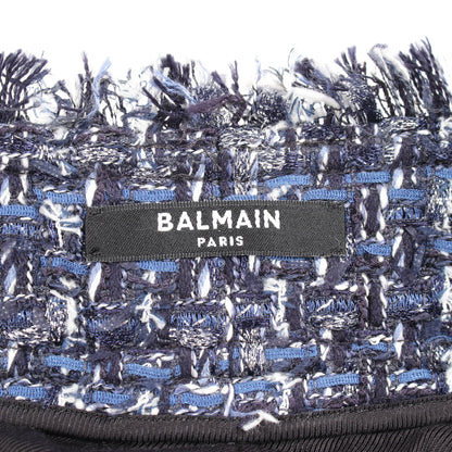 ブークレツイード パンツ コットン ネイビー バルマン ボトムス BALMAIN