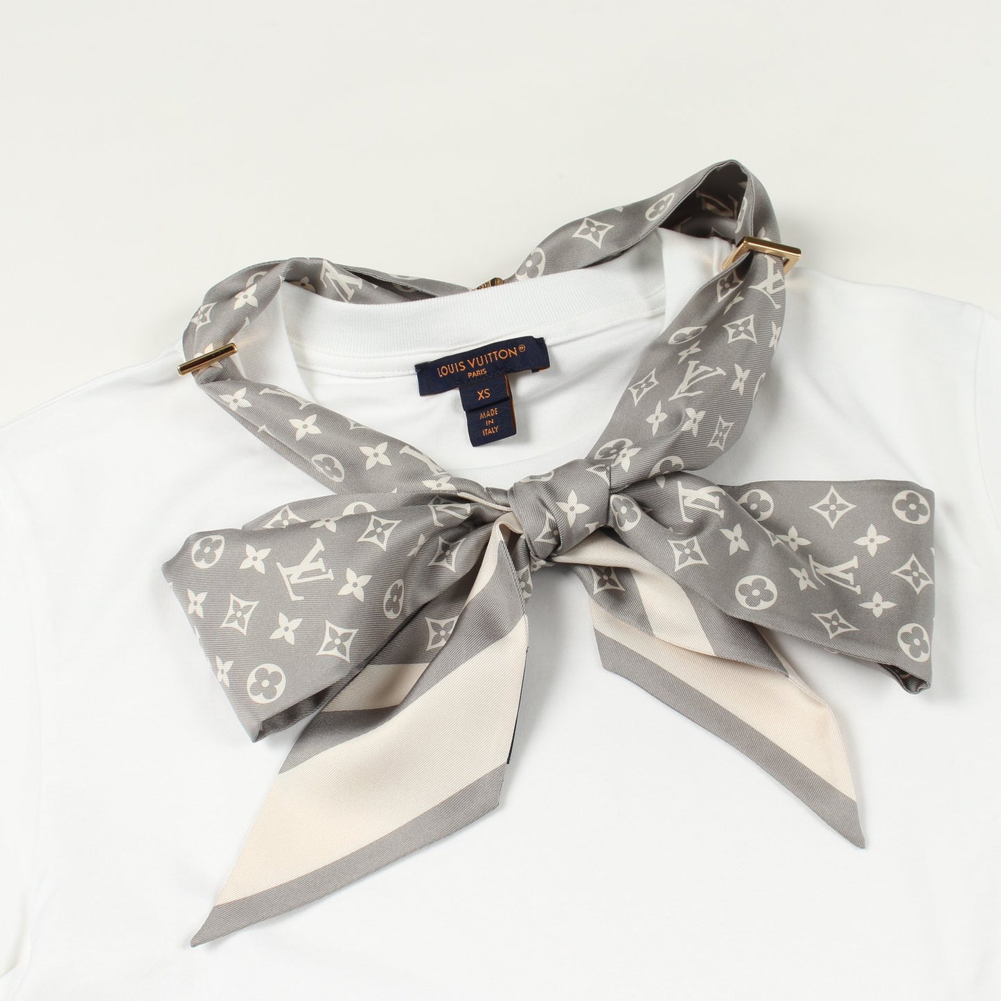モノグラム スカーフ 半袖Tシャツ コットン ホワイト ルイヴィトン トップス LOUIS VUITTON