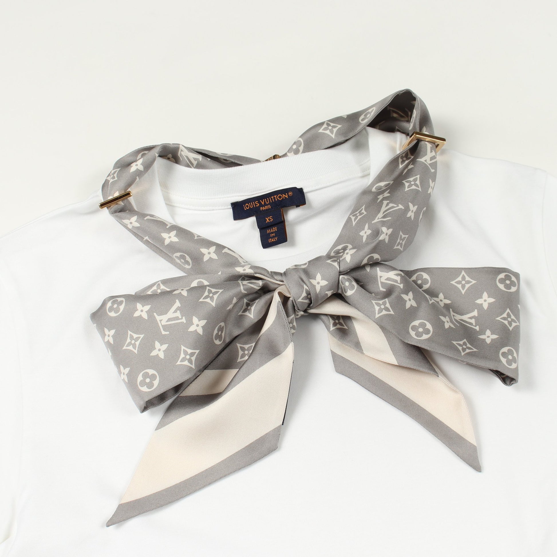 モノグラム スカーフ 半袖Tシャツ コットン ホワイト ルイヴィトン トップス LOUIS VUITTON