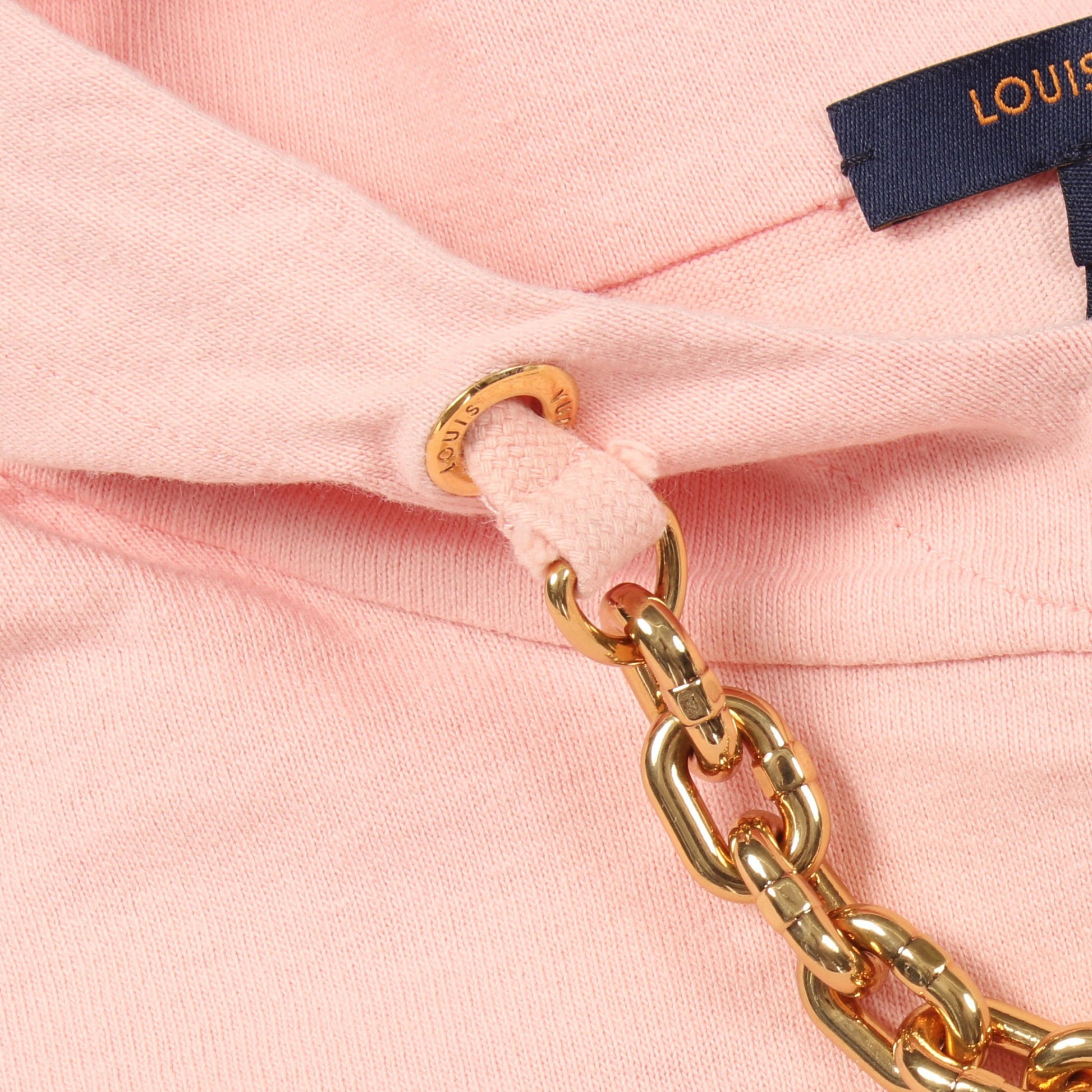 チェーン付き 半袖 プルオーバーパーカー コットン ピンク ルイヴィトン トップス LOUIS VUITTON
