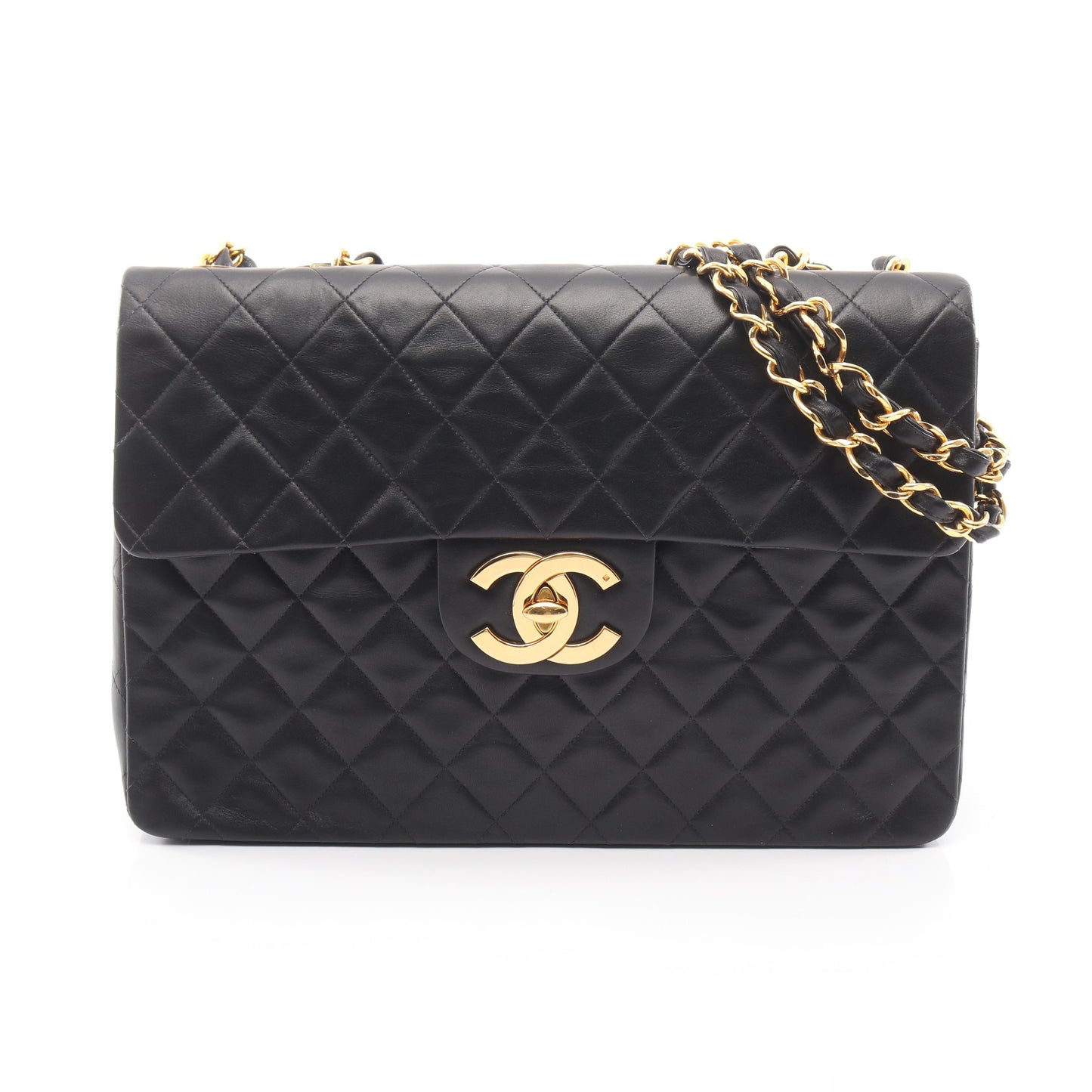 デカマトラッセ34 Wチェーンショルダーバッグ ラムスキン ブラック ゴールド金具 シャネル バッグ CHANEL