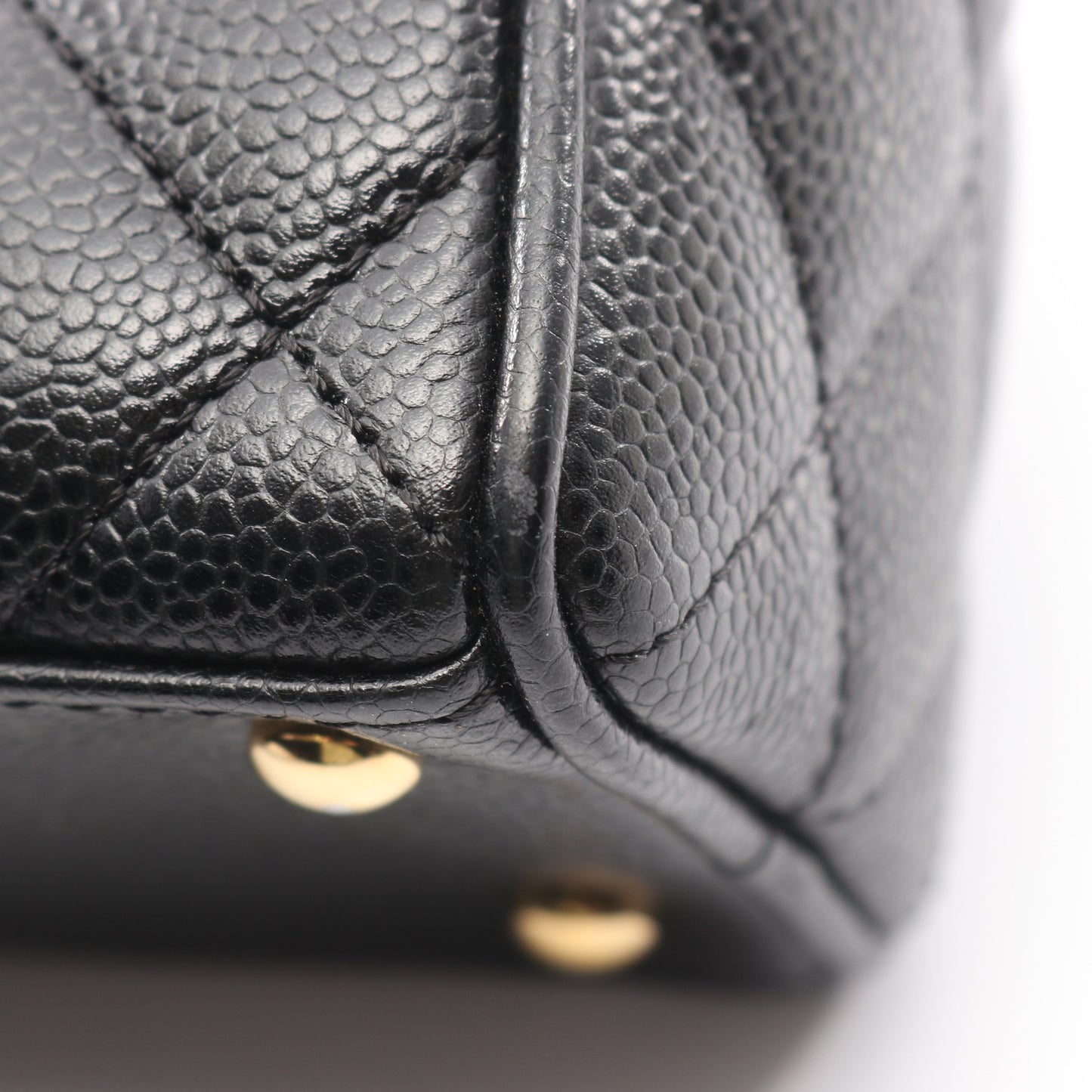 マトラッセ ハンドバッグ ミニボストンバッグ キャビアスキン ブラック ゴールド金具 シャネル バッグ CHANEL