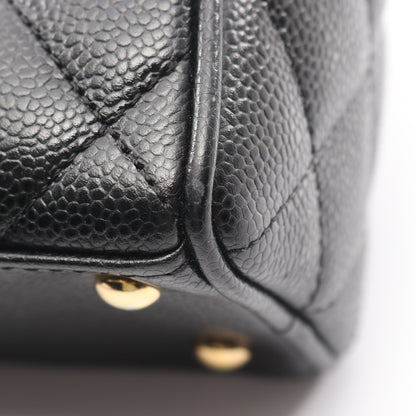 マトラッセ ハンドバッグ ミニボストンバッグ キャビアスキン ブラック ゴールド金具 シャネル バッグ CHANEL