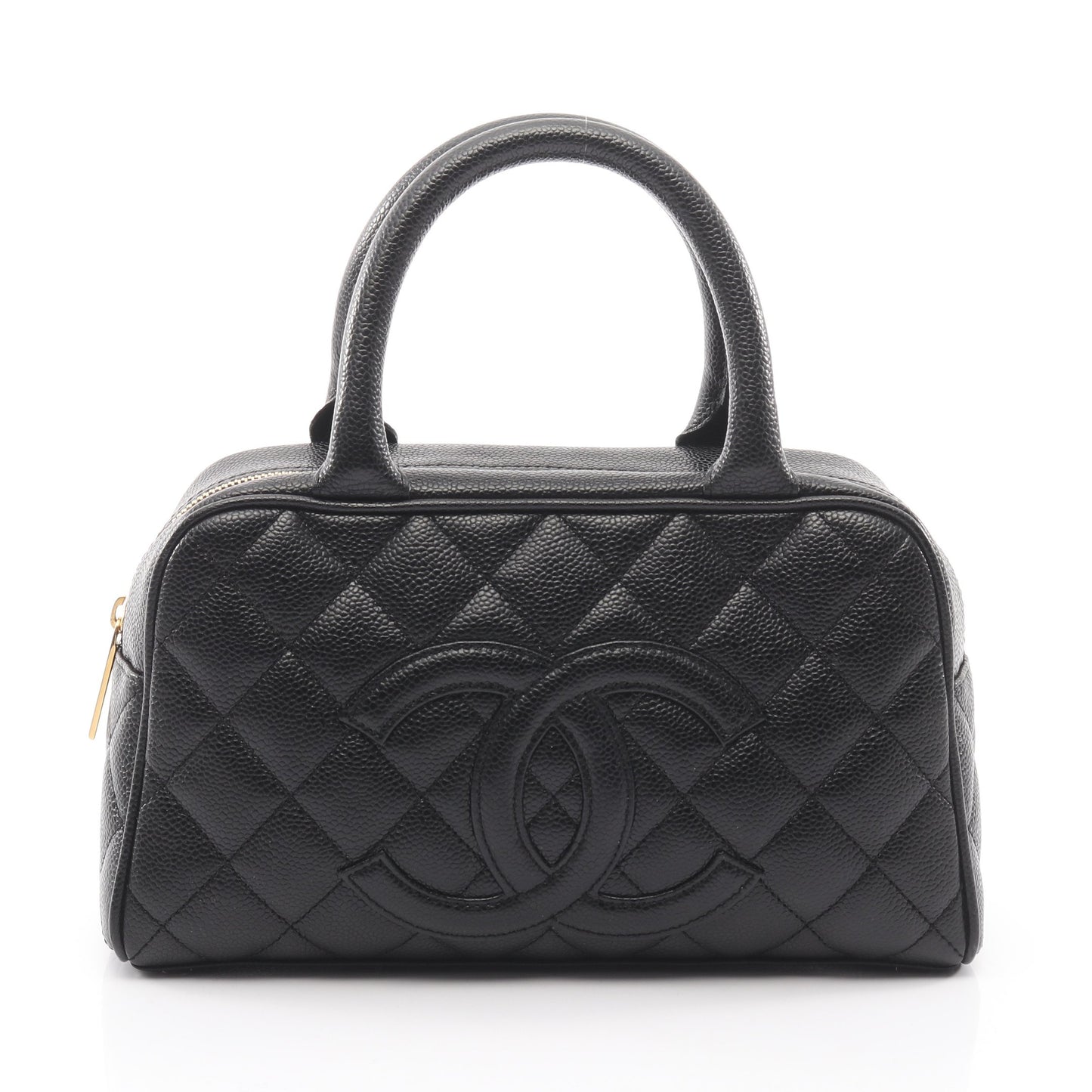 マトラッセ ハンドバッグ ミニボストンバッグ キャビアスキン ブラック ゴールド金具 シャネル バッグ CHANEL