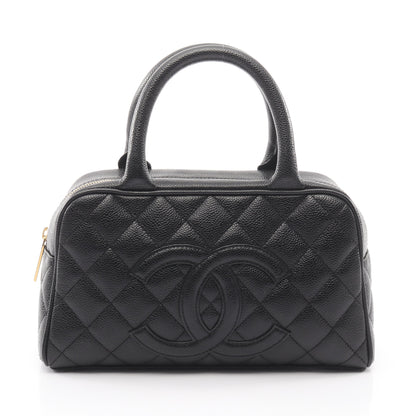 マトラッセ ハンドバッグ ミニボストンバッグ キャビアスキン ブラック ゴールド金具 シャネル バッグ CHANEL