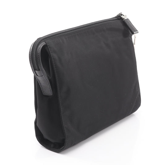 Re-Nylon ネセセール TESSUTO+SAFFIANO クラッチバッグ ナイロン サフィアーノレザー ブラック プラダ