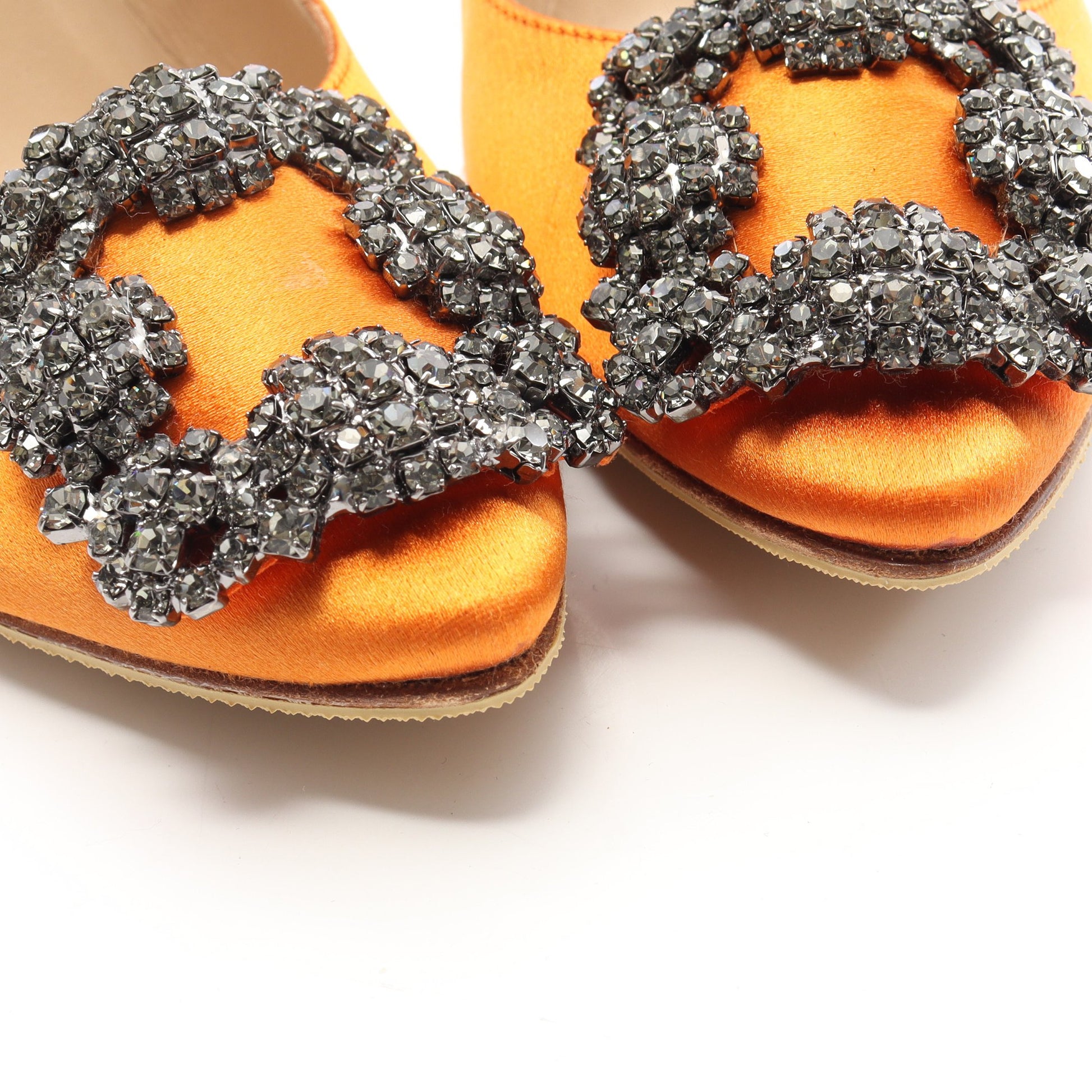 HANGISI ハンギシ パンプス サテン オレンジ マノロブラニク シューズ MANOLO BLAHNIK