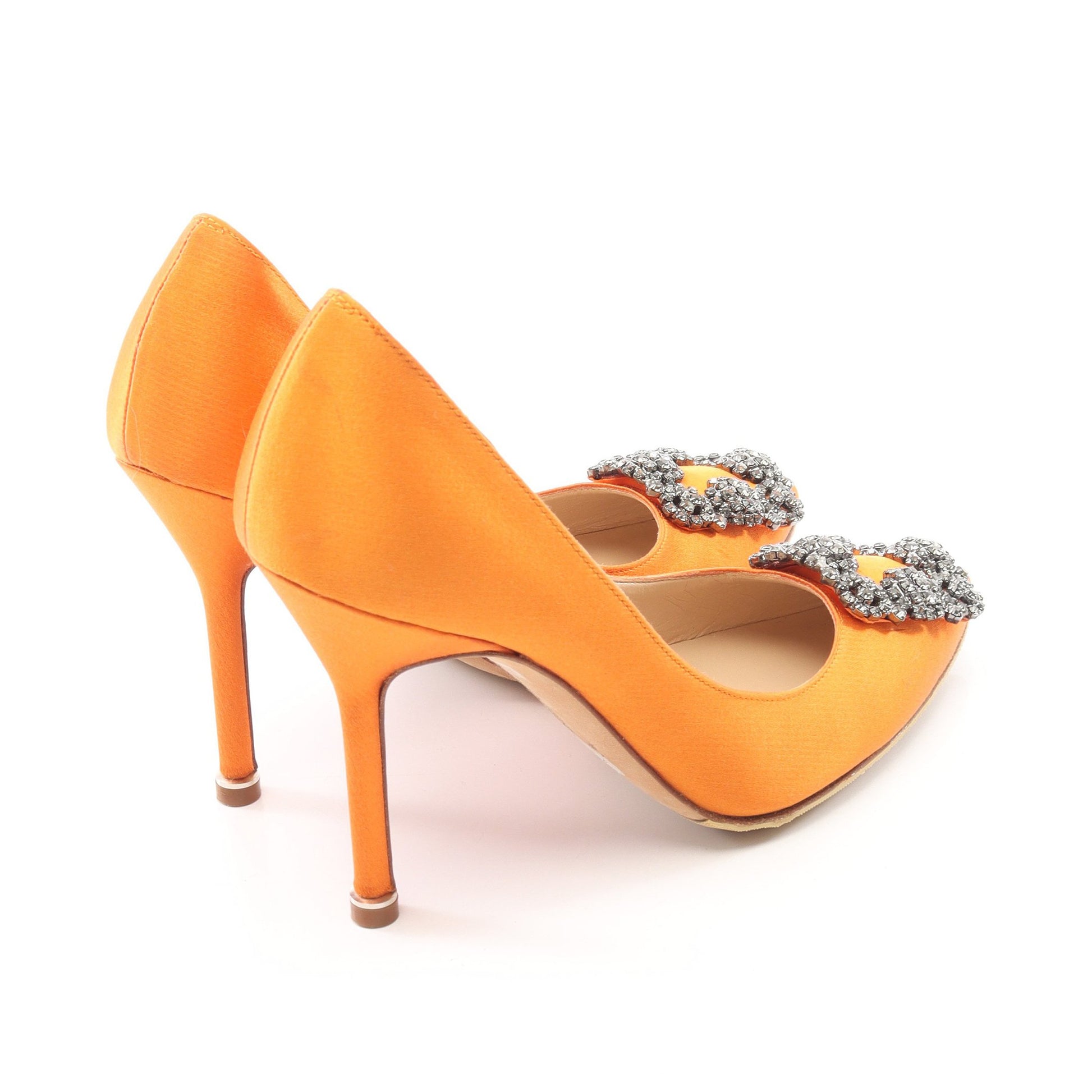 HANGISI ハンギシ パンプス サテン オレンジ マノロブラニク シューズ MANOLO BLAHNIK