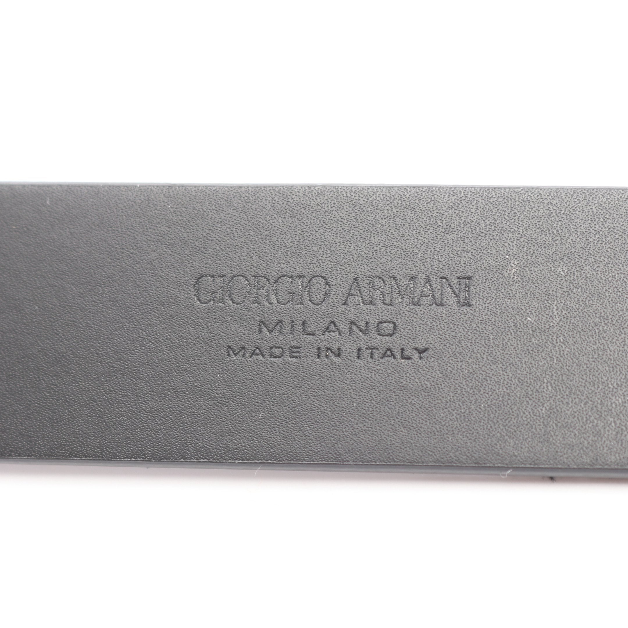 ジョルジオアルマーニ ブラックレザー ベルト ロゴ入り GIORGIO ARMANI ベルト ジョルジオアルマーニ リバーシブル 型押し