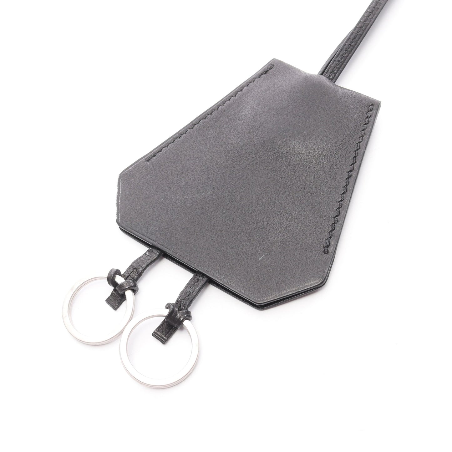 ロングネックレス クロシェット ネックレス レザー ボックスカーフ ブラック エルメス アクセサリー HERMES