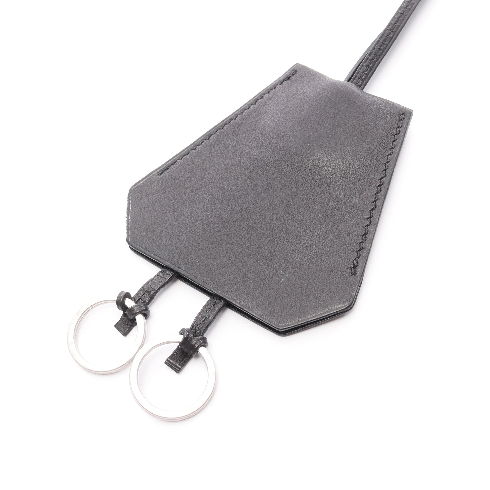 ロングネックレス クロシェット ネックレス レザー ボックスカーフ ブラック エルメス アクセサリー HERMES