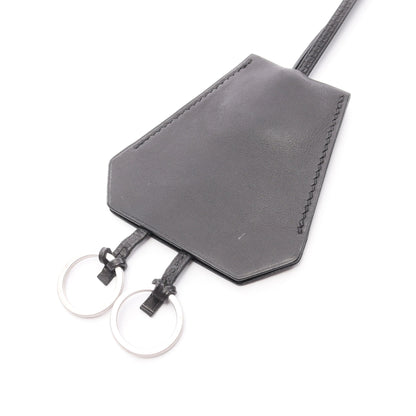 ロングネックレス クロシェット ネックレス レザー ボックスカーフ ブラック エルメス アクセサリー HERMES