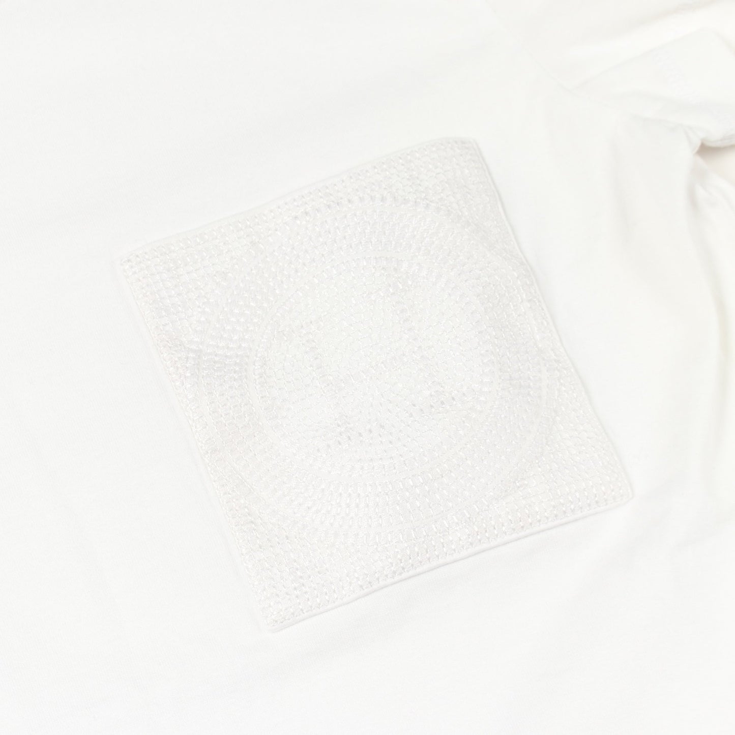 モザイク ワンピース 刺繍ポケット クルーネック ワンピース コットン ホワイト エルメス ワンピース HERMES