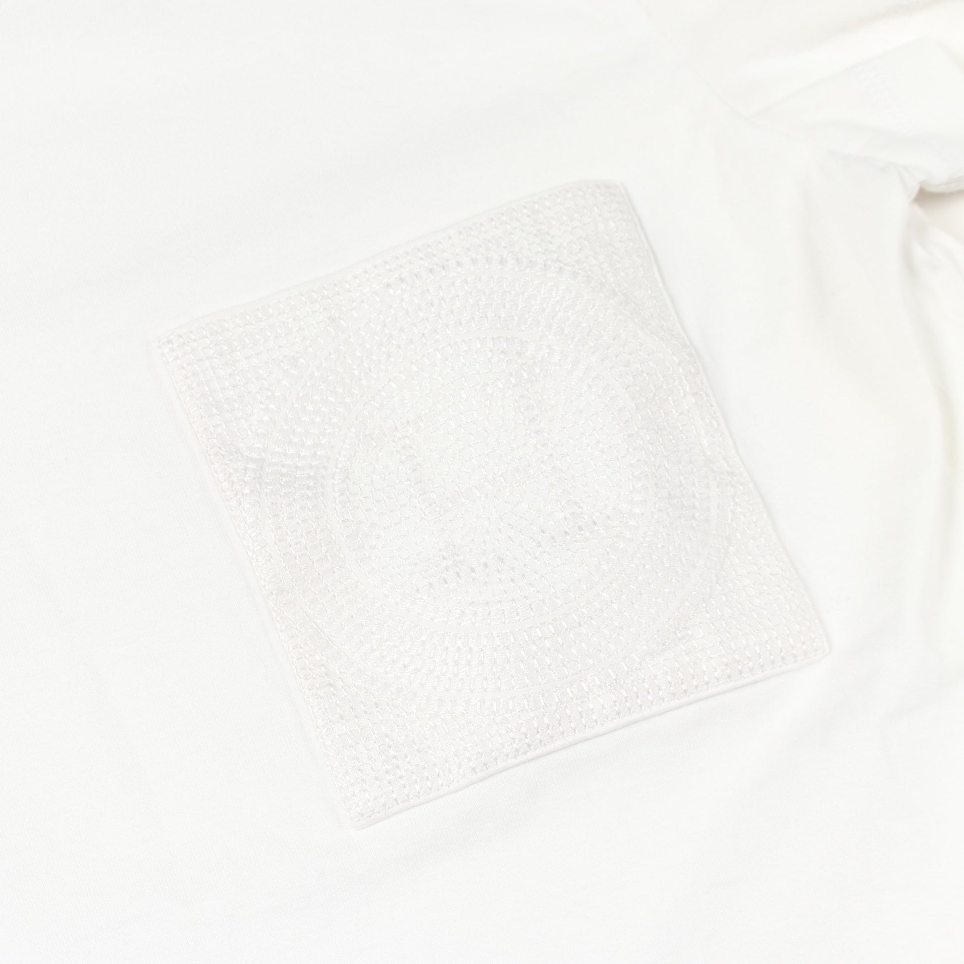 モザイク ワンピース 刺繍ポケット クルーネック ワンピース コットン ホワイト エルメス ワンピース HERMES