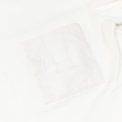 モザイク ワンピース 刺繍ポケット クルーネック ワンピース コットン ホワイト エルメス ワンピース HERMES