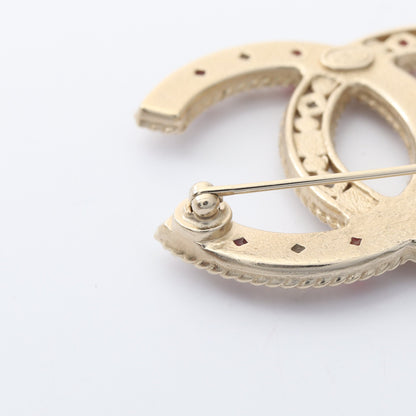 ココマーク ブローチ GP ラインストーン フェイクパール ゴールド マルチカラー A16K シャネル アクセサリー CHANEL