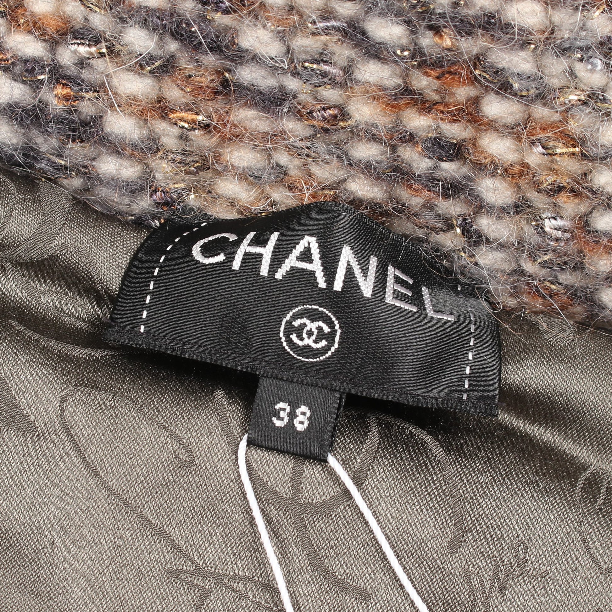 ココマークボタン ファーブルゾン ジャケット カシミヤ モヘヤ ブラウン ベージュ シャネル アウター CHANEL