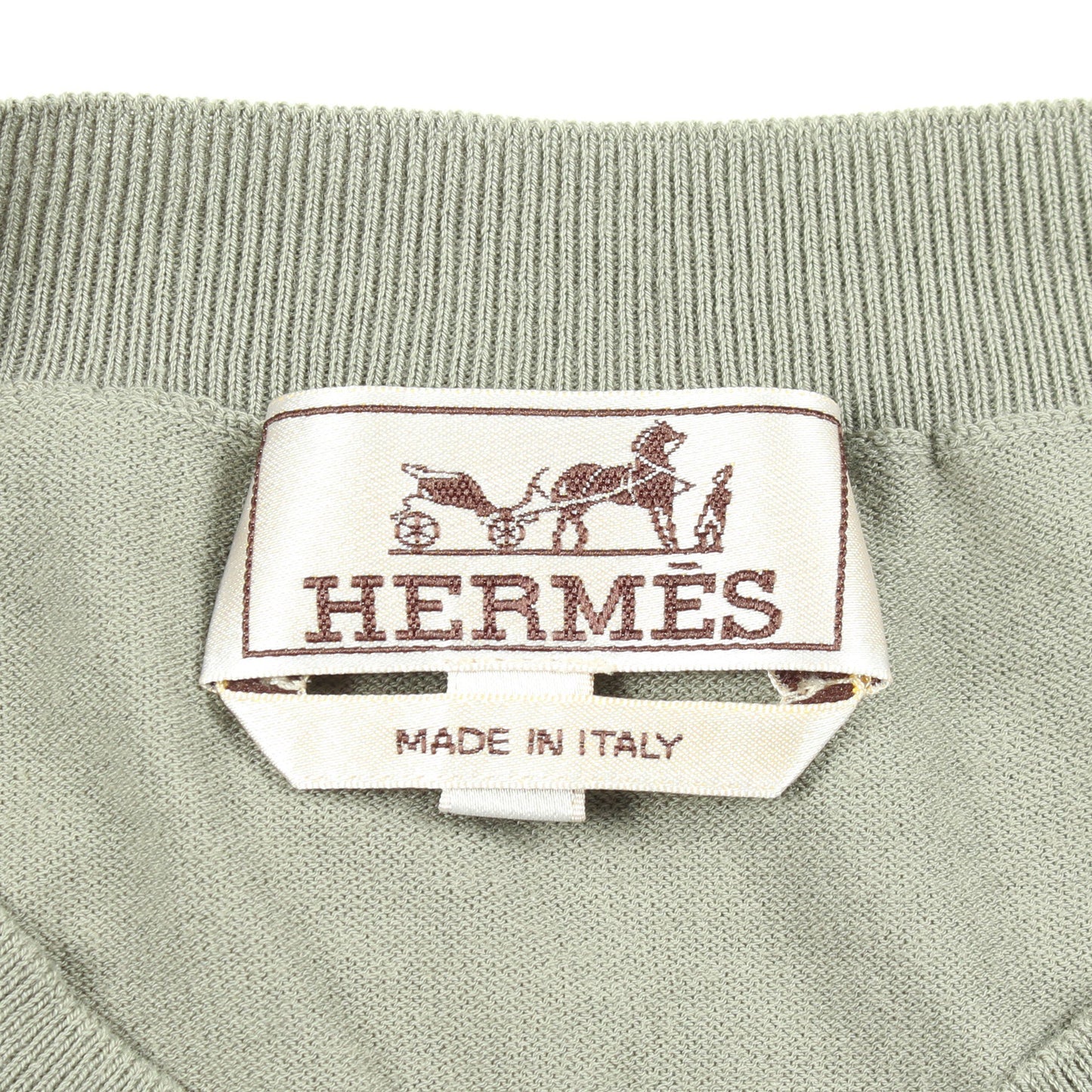 Selles en Fragments 半袖 ニット コットン グレーグリーン エルメス トップス HERMES