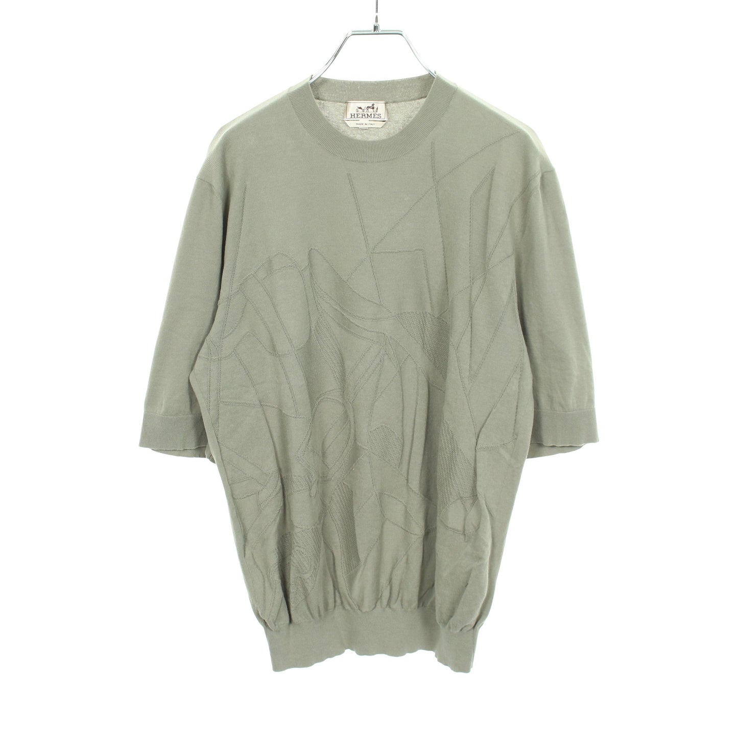 Selles en Fragments 半袖 ニット コットン グレーグリーン エルメス トップス HERMES