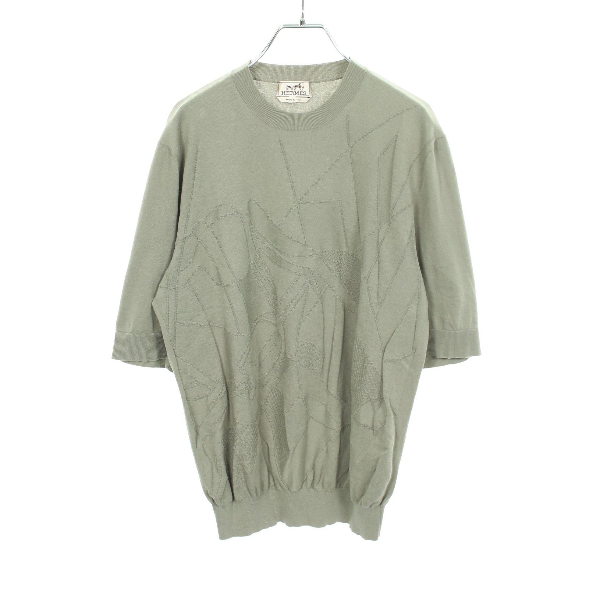 Selles en Fragments 半袖 ニット コットン グレーグリーン エルメス トップス HERMES